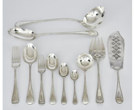 A Victorian Silver Old English and Bead Pattern Part Table Service, by The Goldsmith's Alliance, London 1883-1889,  comprisin