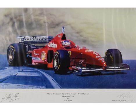 Four Motor Sports Themed Limited Edition Prints - including - 'Michael Schumacher Seven Times Formula 1 World Champion', 1996