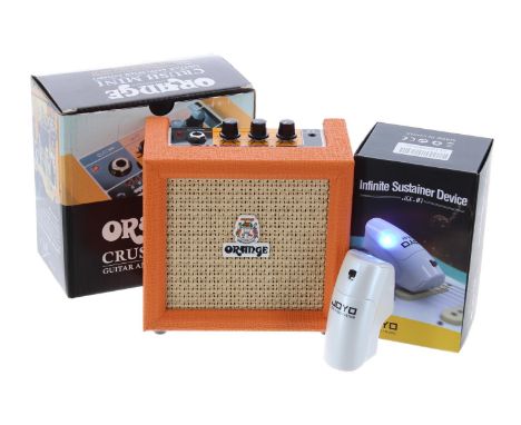 Joyo JGE-01 Infinite Sustainer Device for&nbsp;guitar: together with an Orange Crush mini guitar amplifier, boxed (2) 