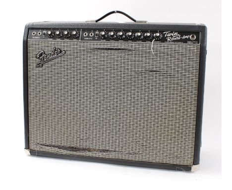 1990s Fender '65 Twin Reverb-Amp guitar amplifier, made in USA (damage to front grille) 