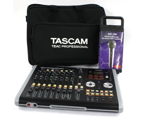 Tascam DP-02 Digital Portastudio, within original gig bag, with owners manual; together with a Stagg MB-500 dynamic microphon