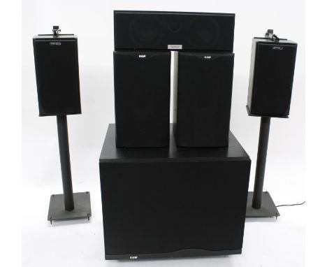 Five speaker system comprising a pair B&amp;W DM 601 reference speakers, a Tannoy Mercury VCI speaker, a pair of Mission spea