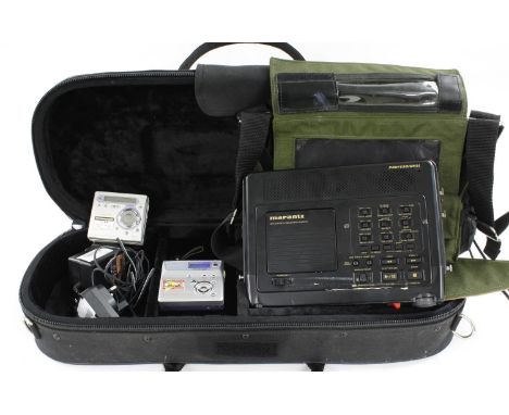 Two Sony Mini Sisc recording Walkmans to include a MZ-R700PC and a MZ-N505 type-R, with power supplies and associated cables,