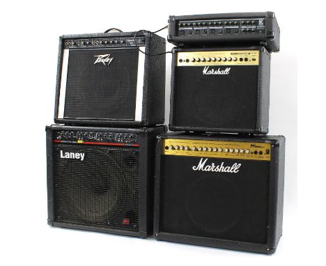Five&nbsp;amplifiers&nbsp;to include a Marshall Valvestate VS30R, a Marshall MG100DFX, a Peavey Special 150, a Laney Lineback