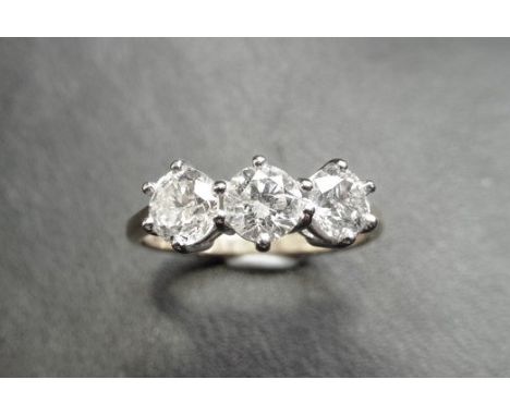 1.50ct diamond trilogy ring. 3 brilliant cut diamonds 0.50ct each, G/H colour, VS clarity. ( enhanced stones ) Set in 18ct wh