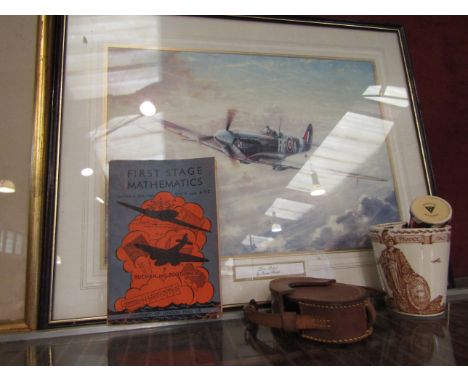 A group of items including medals, compass case matches etc 