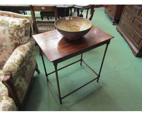 A George III mahogany lamp table the rectangular top on turned fine legs joined by stretchers