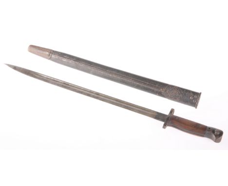 
A WILKINSON BAYONET with part leather scabbard, overall length 58cm 
