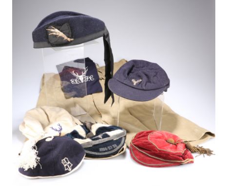 A COLLECTION OF VINTAGE CAPS/HATS AND INDIAN ARMY SHORTS