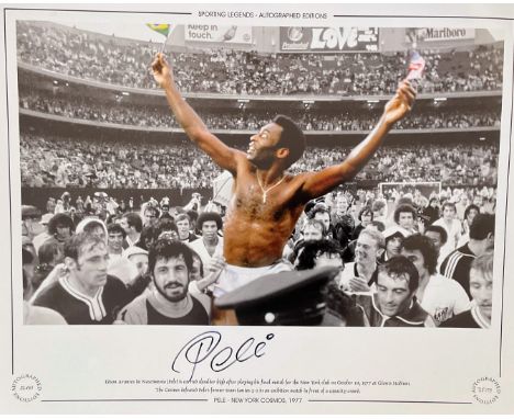 PELE Handsigned 20x16in size. Colourised Print. Limited Edition 75/100. Sporting Legends, Autograph Editions. Signature Sligh