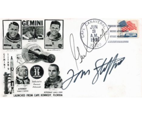 Space Gemini 9 Cacheted launch cover dated June 3rd, 1966, with the images of original crew members Charles Bassett and Ellio