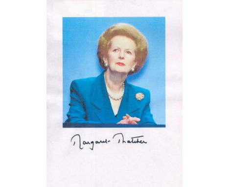 Margaret Thatcher signed 8x6 colour photo print. Good condition. All autographs come with a Certificate of Authenticity. We c