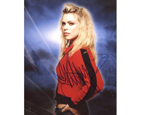 Doctor Who 8x10 photo signed by actress and former pop star, the often controversial Billie Piper. Rare. Good condition. All 