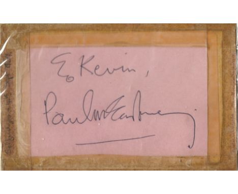 Paul McCartney signed 5x3 album page dedicated could be cut. Sir James Paul McCartney CH MBE (born 18 June 1942) is an Englis