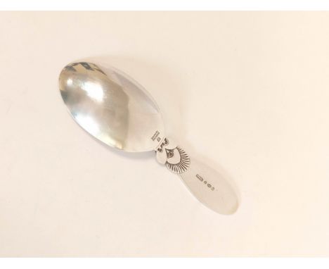 Silver caddy spoon of cactus pattern by George Jensen, import marks 1935 