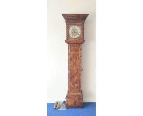 Eight day longcase clock 'William Gardner in Uxbridge fecit' with 10" dial, cherub and scroll spandrels in walnut case with q