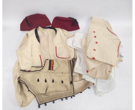 19th or early 20th century men's traditional Greek costume comprising: long shirt with pleated front; pantaloons; two pairs o