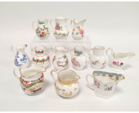 Group of twelve Royal Worcester porcelain reproductions of 18th cent. cream jugs, most titled and decorated with floral spray
