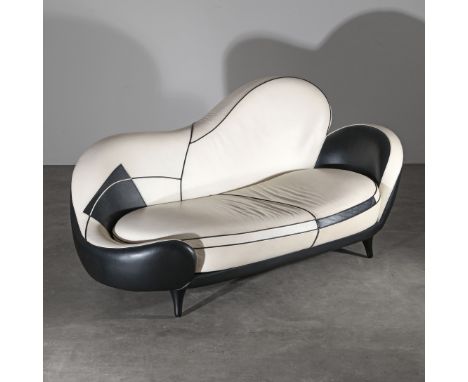 Javier Mariscal, Lounge Sofa Modell Saula MarinaMariscalMorosoEntwurf 1995. Ausführung Moroso. Schwarzes und weißes Leder, la