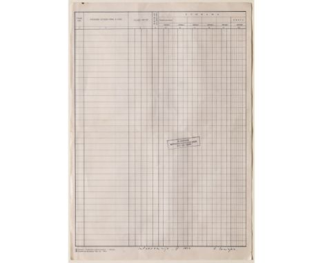 Radomir Damnjanovic-Damnjan* (1936 ), Intervencije IV, 1974Mischtechnik auf Papier / Stundenzettel. 42 x 29,5 cm. Unten mit S