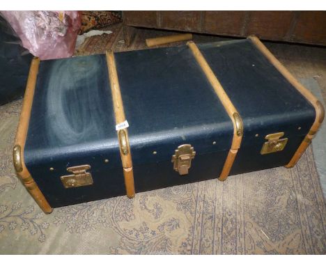 A bentwood bound Motor Trunk, 36 1/4'' x 21'' x 12 1/2'' high approx.