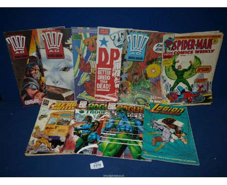 A small quantity of vintage comics including 2000 AD comics, Spiderman etc.