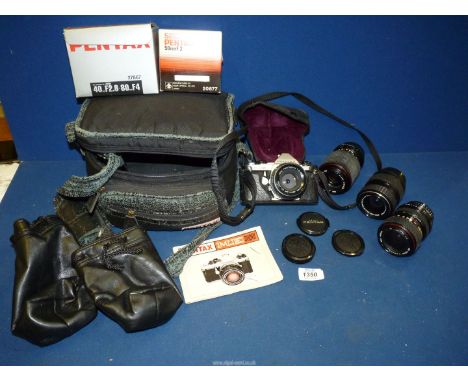 A Pentax ME-Super 35mm SLR Camera with an SMC Pentax -M 50mm f/2 Lens and ever ready case and instruction manual, An SMC Pent