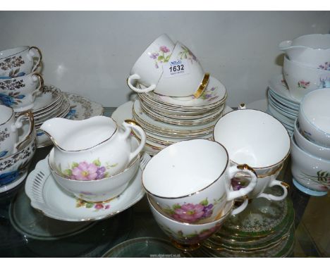 A "Dorchester" Teaset comprising six cups, saucers and tea plates, milk jug and sugar bowl and a Bavarian bonbon Dish, white 