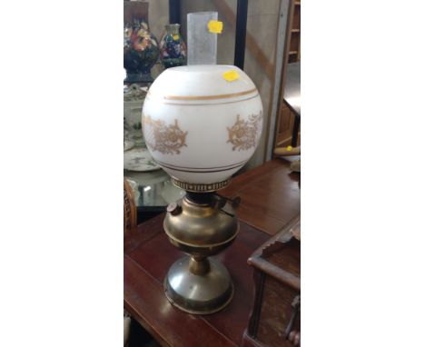 A brass oil lamp 