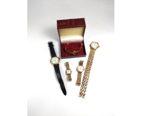 Rotary-Two men's watches and three ladies watches (one boxed) (5). 