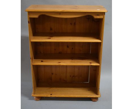 A Modern Pine Three Shelf Open Bookcase, 77cm Wide 