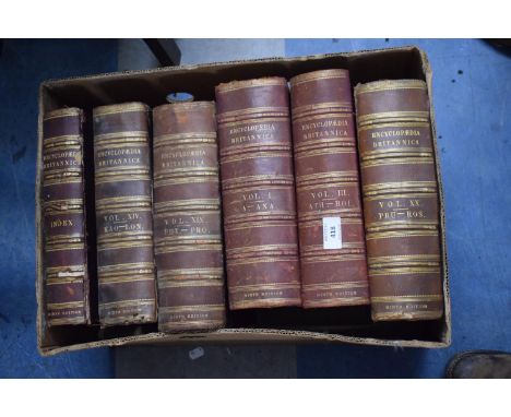 Six Volumes Leather Bound Encyclopedia Britannica, Ninth Edition 