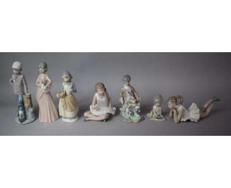 A Collection of Seven Spanish Figural Ornaments to Include Nao, The Tallest 23cm High 