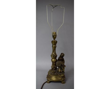 A Brass Figural Table Lamp, 26cm high 