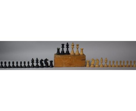 A Vintage Wooden Chess Set, The King 7cm High, complete 
