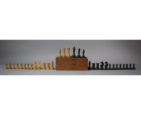A Vintage Wooden Chess Set, The King 6.5cm High, complete. 