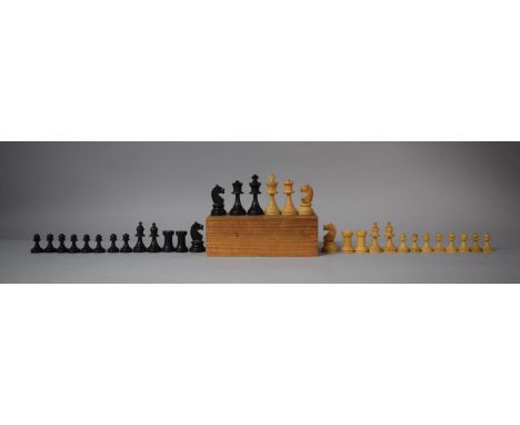 A Vintage Wooden Chess Set, The King 6cm High, complete 