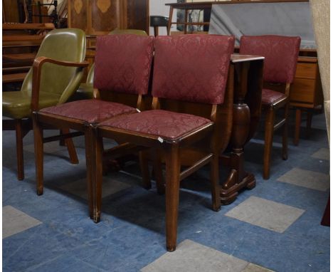 An Oak Drop Leaf Dining Table on Bulbous Supports Together with Four Vintage Oak Framed Dining Chairs 