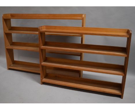 Two 1970's Four Shelf Open Bookcases, 132cm and 109cm Wide 