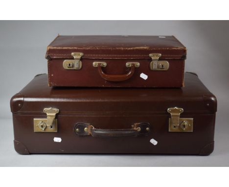 Two Vintage Suitcases, 66cm and 44cm Wide 