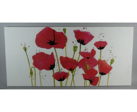 A Mounted Modern Art Print, Poppies, 98cm Wide 