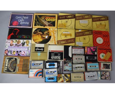 A Box Containing Vintage Tape Reels, Pre Recorded Cassettes and Sets etc 