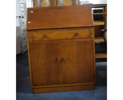 A Vintage Fall Front Bureau with Fitted Interior, Centre Drawer and Cupboard, 76cm Wide 