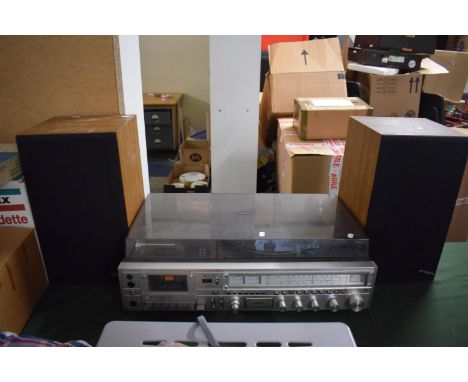 A Vintage Hitachi Music Centre with Two Speakers 