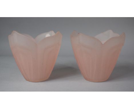 A Pair of Vintage Opaque Glass Light Shades, 12cm high 