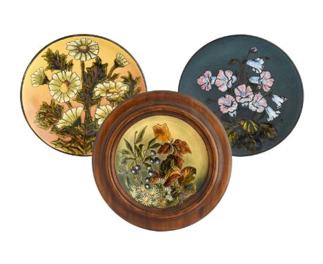 Christopher Dresser (Scottish, 1834-1904) for Linthorpe Pottery: A Dish, painted with flowers, impressed 353 HT (Henry Tooth)