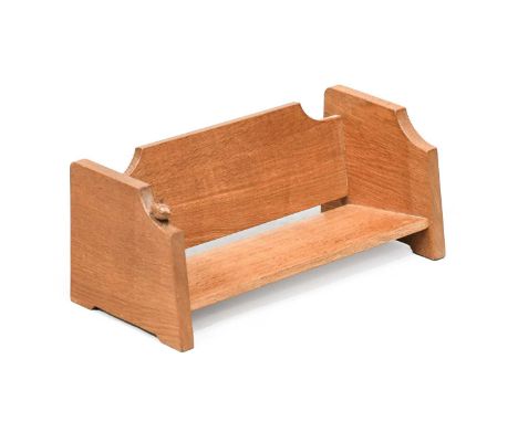 Wrenman: A Bob Hunter (Thirlby) English Oak Book Trough, with shaped back and sides, with carved wren trademark, 47.5cm wideS