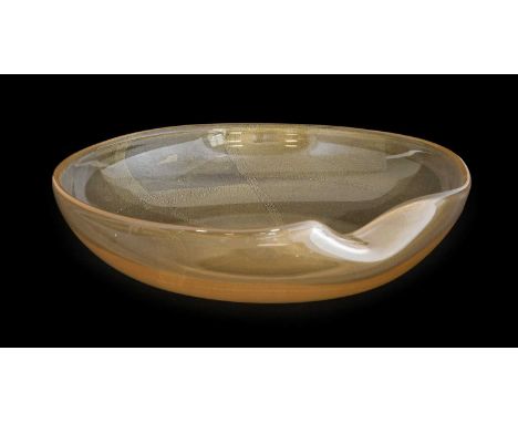 Elsa Peretti for Tiffany: A Venetian Thumbprint Dish, mouth blown, 24k gold leaf, signed, 36cm diameter (14in)Very light surf