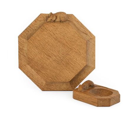 Workshop of Robert Mouseman Thompson (Kilburn): An English Oak Teapot Stand/Small Chopping Board, with carved mouse trademark