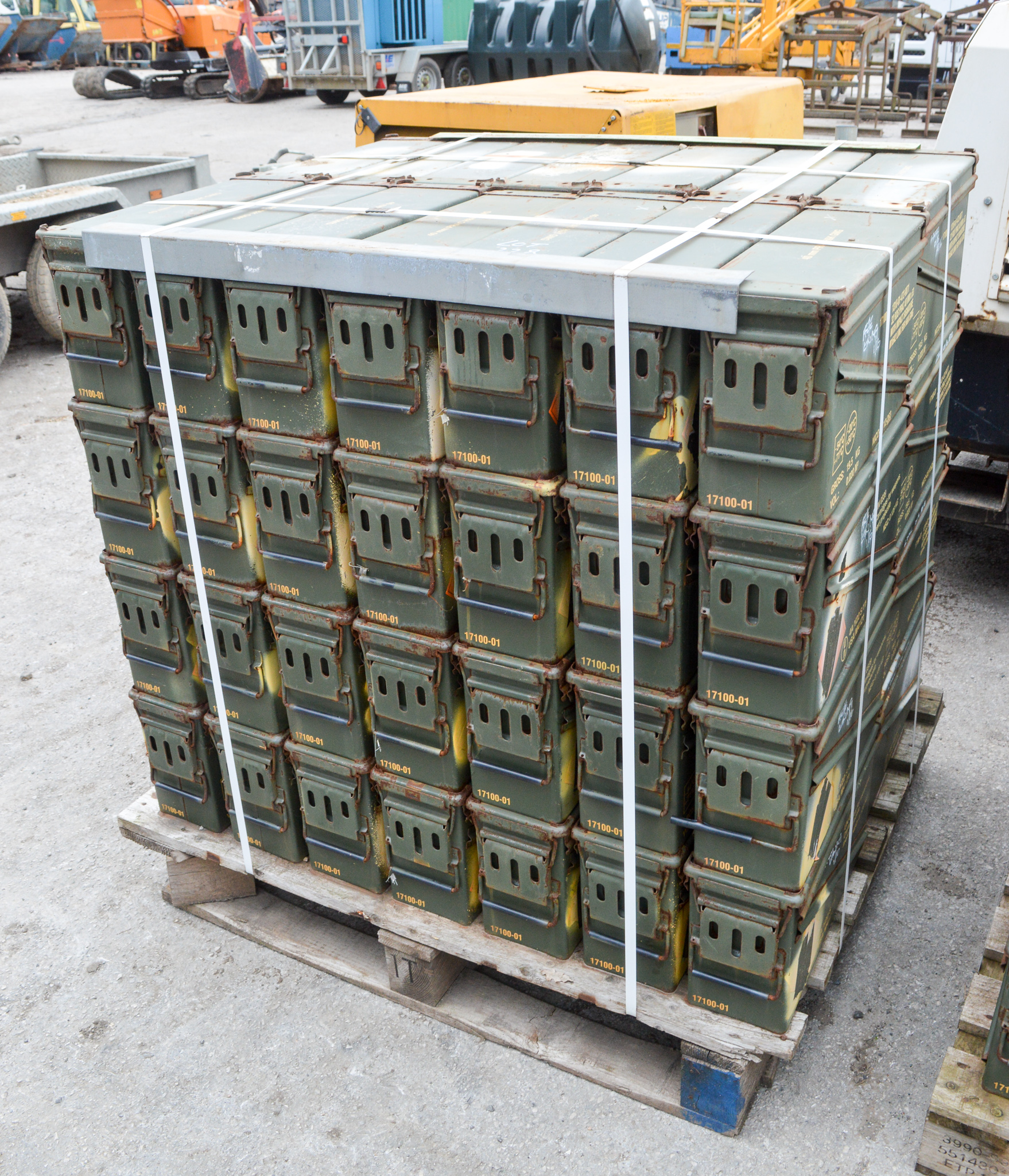 Pallet of 56 ammunition boxes (Ex MOD)